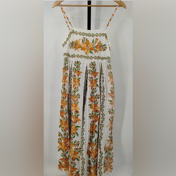 Off-White Tropical Lightness Sleeveless Maxi Dress - FARM RIO. Unique piece 💛 - Picture 7 of 9